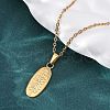 Oval with Pine Tree 304 Stainless Steel Pendant Necklaces NJEW-H059-24G-3