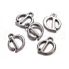 Gunmetal Plated Alloy Letter Pendants PALLOY-P097-03-D-2