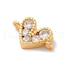 Brass Micro Pave Cubic Zirconia Heart Connector Charms KK-F894-03G-01-2