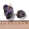 Raw Rough Natural Amethyst Copper Wire Wrapped Pendants KK-F868-26G-3
