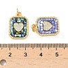 Rack Plating Brass Micro Pave Cubic Zirconia & Shell Pendants KK-I357-12G-3