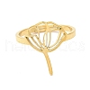 Ion Plating(IP) 304 Stainless Steel Hollow Lotus Adjustable Ring RJEW-L107-021G-2