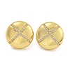 Rack Plating Brass Micro Pave Clear Cubic Zirconia Stud Earrings EJEW-I313-10G-01-1