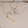 Butterfly Stainless Steel Pendant Slider Necklace & Stud Dangle Earring & Link Bracelet FS-WG94DC7-01-3