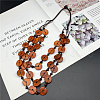 Dyed Natural Coconut Disc Beaded PU Leather Multi-Strand Necklaces for Women FS-WG04026-02-1