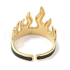 Ion Plating(IP) 304 Stainless Steel Enamel Flame Shape Cuff Finger Rings RJEW-L107-086G-02-3