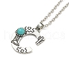Letter A~Z Antique Silver Plated Alloy with Synthetic Turquoise Pendant Necklaces NJEW-G080-01C-2