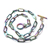 Ion Plating(IP) 304 Stainless Steel Paperclip Chain Necklaces NJEW-O124-01MU-1