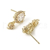 Oval Brass Micro Pave Clear Cubic Zirconia Stud Earring Findings KK-C107-07G-2