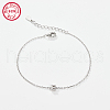 Anti-Tarnish Rhodium Plated 925 Sterling Silver Letter Cubic Zirconia Link Bracelets GI2156-05-1