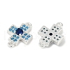 Brass Blue Cubic Zirconia Connector Charms KK-I719-01S-2