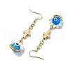 Handmade Seed Evil Eye & Cross Dangle Earrings EJEW-MZ00227-6