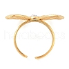 304 Stainless Steel Rhinestone Bowknot Open Cuff Rings for Women RJEW-Z051-04G-3