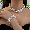 Plastic Imitation Pearl Round Beaded Necklace & Bracelets Sets FS-WG85D91-01-2