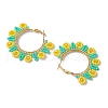 Glass Seed Beads Sunflower Hoop Earrings EJEW-MZ00220-4