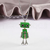 Alloy & Wood Robot Pendant Necklaces FS-WGB43E5-01-1