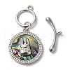 Brass Toggle Clasps with Paua Shell KK-N254-73P-2
