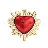 Rack Plating Heart Brass Enamel Open Cuff Rings for Women RJEW-B064-19G-02-2