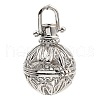 Rack Plating Brass Bead Cage Pendants KK-D025-01A-P-2