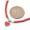Alloy Enamel Heart Pendant Necklace with Glass Seed Beaded NJEW-JN04641-5