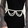 Alloy with Plastic Pearl Round Beaded Waist Beads FS-WG37427-01-1