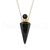 Natural Obsidian Faceted Cone Perfume Bottle Pendant Necklace PW-WG8F691-08-1