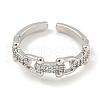 Rack Plating Brass Micro Pave Cubic Zirconia Link Chains Open Cuff Rings for Women RJEW-I104-10P-2