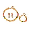 Alloy & Acrylic Rectangle Link Chain Necklace & Bracelet & Stud Dangle Earring Sets FS-WG12B03-01-3