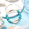 2Pcs Adjustable Synthetic Turquoise Dyed Beads & Natural Cowrie Shell Beaded Braided Bead Bracelets for Women BJEW-JB11544-4