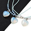 Opalite Heart Pendant Necklaces NJEW-G143-02F-1