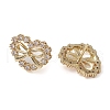 Heart with Bowknot Brass Stud Earrings EJEW-M245-06G-1