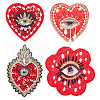 ARRICRAFT 4Pcs 4 Style Heart/Flower with Evil Eye Handicraft Beading Felt Appliques PATC-AR0001-10-1