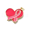 October Breast Cancer Pink Awareness Ribbon Brass Enamel Pendants KK-S517-04C-G-1