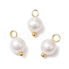 Wrinkle Textured Shell Pearl Round Charms PALLOY-JF03823-01-1