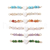 Round Faceted Natural Mixed Stone & Heart Natural Freshwater Shell Beaded Connector Charms PALLOY-JF03558-1