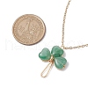 Natural Green Aventurine Shamrock Pendant Necklace NJEW-JN05023-01-3