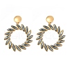 304 Stainless Steel Glass Dangle Stud Earrings for Women EJEW-M095-09G-01-2