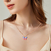 ANATTASOUL 5Pcs 5 Colors Butterfly Alloy Enamel Pendant Necklaces for Women NJEW-AN0001-80-5