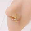 Brass Micro Pave Clear Cubic Zirconia Dangle Hoop Nose Rings WG50B47-06-2