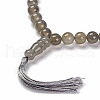 Natural Grey Agate Beads Stretch Bracelets BJEW-A025-01P-2