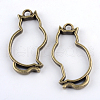 Rack Plating Alloy Kitten Open Back Bezel Pendants PALLOY-S047-02F-FF-1