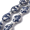 Handmade Blue and White Porcelain Beads Strands PORC-I027-13B-1