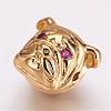 Brass Micro Pave Cubic Zirconia Puppy Beads ZIRC-G099-12G-1
