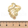 Peacock Brass Micro Pave Clear Cubic Zirconia Open Cuff Rings for Women RJEW-G343-26G-5