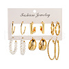 6Pairs Alloy Plastic Imitation Pearl Stud Earrings & Hoop Earrings WG38505-01-2