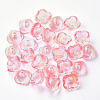 4-Petal Transparent Spray Painted Glass Bead Caps GGLA-S054-009B-03-1