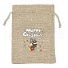 Christmas Printed Burlap Packing Pouches Drawstring Bags ABAG-Q053-02B-04-1