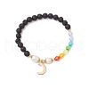 3Pcs 3 Colors Natural Lava Rock Beads Stretch Bracelets BJEW-JB11595-3