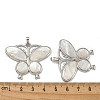Rack Plating Brass Pave Natural White Shell Pendants KK-U025-09G-01-3