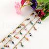Handmade Brass Teardrop Enamel Beaded Chains CHC-R118-18-1